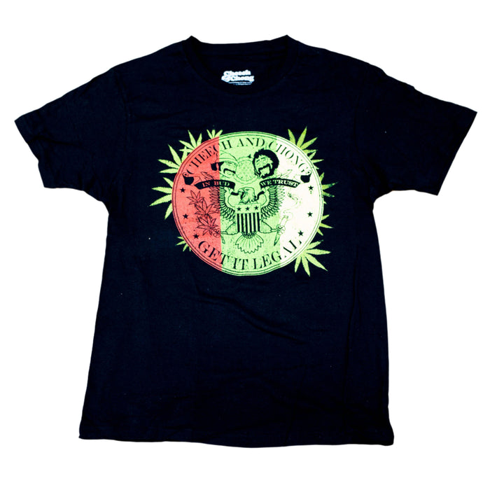 Cheech & Chong | "Leaves Outside Circle" Men's T-Shirt Black - Officially Licensed | Jupiter Grass