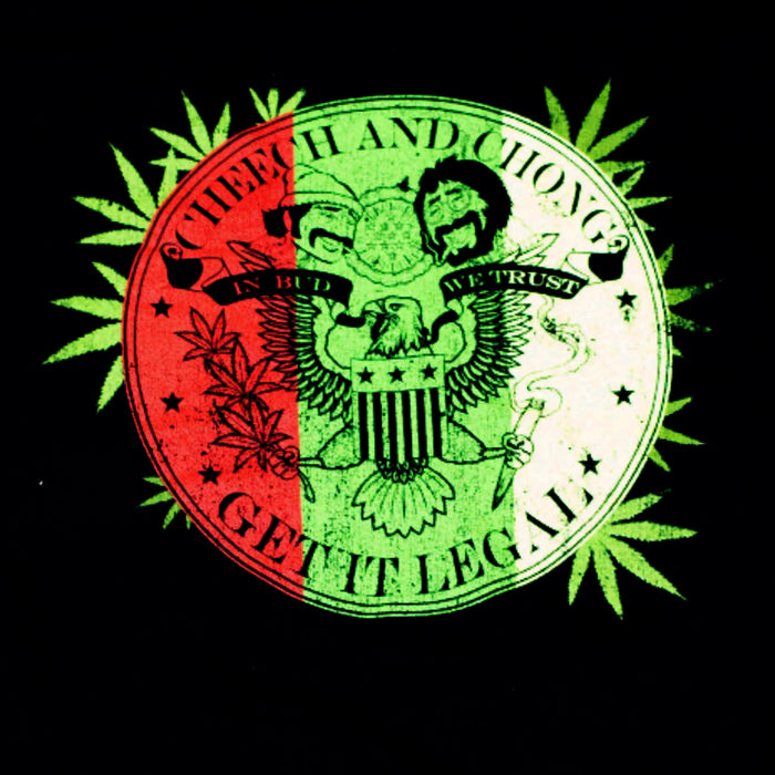 Cheech & Chong | "Leaves Outside Circle" Men's T-Shirt Black - Officially Licensed | Jupiter Grass