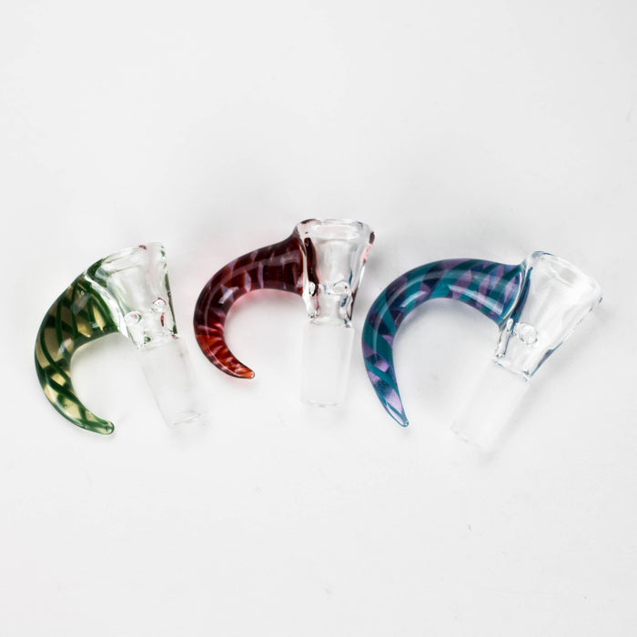 Shine Glassworks | 14mm 3 Hole Clear Bowl with Horn - Made in Canada | Jupiter Grass