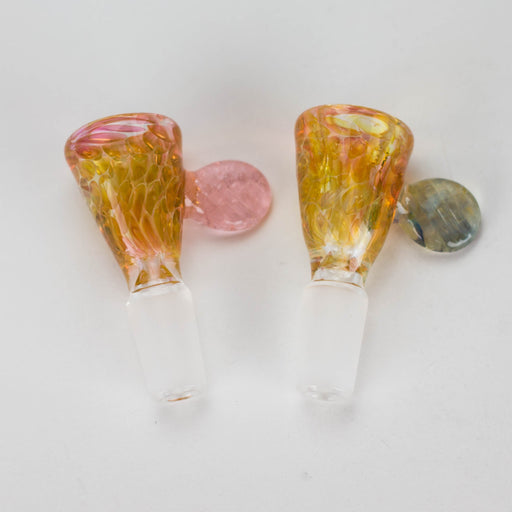 Shine Glassworks | Fumed Honeycomb flare 14mm bowl with handle - Made in Canada | Jupiter Grass