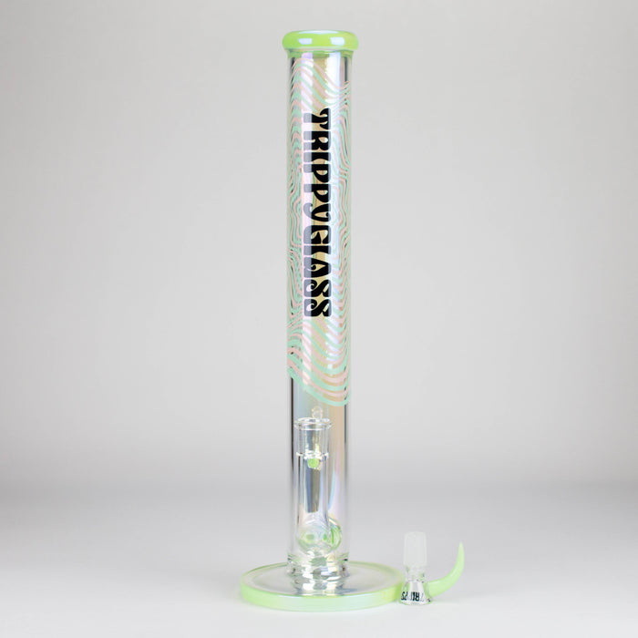 Trippy Glass | 17" Holographic Double Inline  Straight Tube Glass Bong | Jupiter Grass