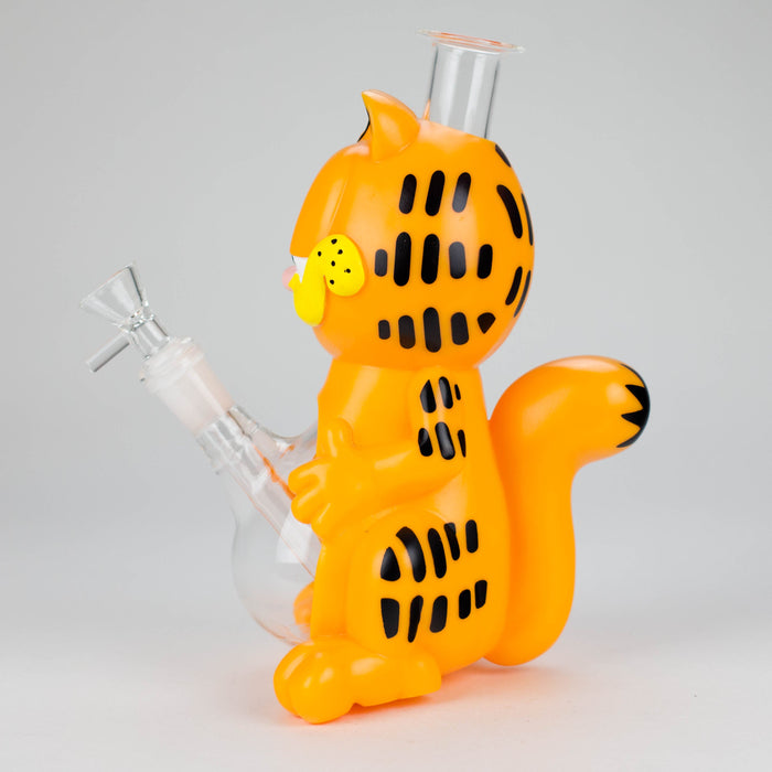 8.5" Vinyl Orange Cat water pipe [YS-364] | Jupiter Grass