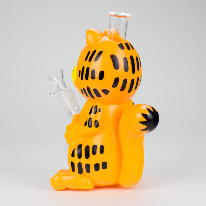 8.5" Vinyl Orange Cat water pipe [YS-364] | Jupiter Grass