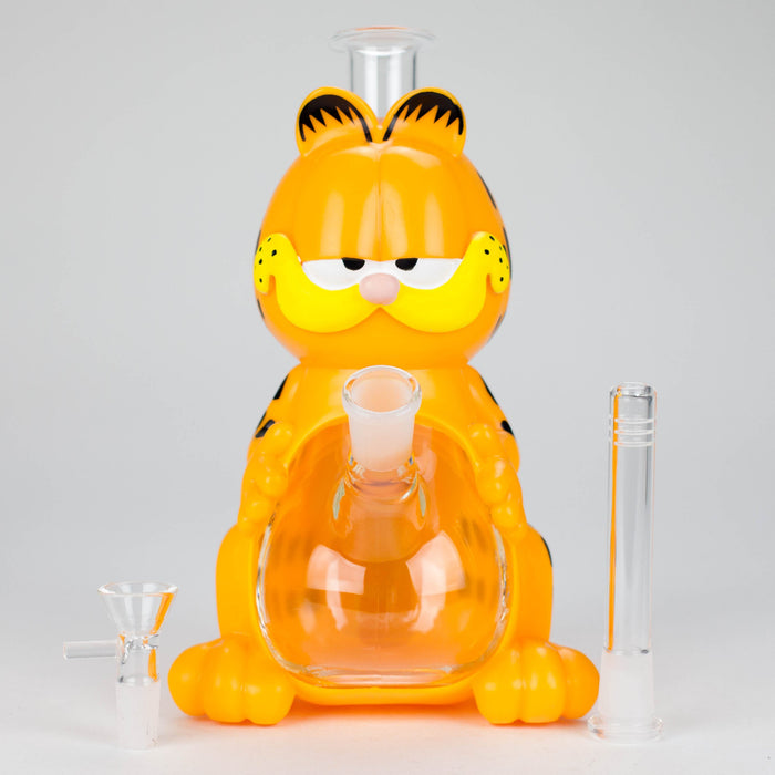 8.5" Vinyl Orange Cat water pipe [YS-364] | Jupiter Grass