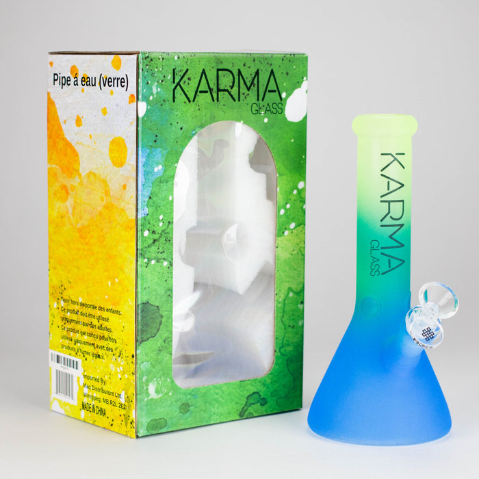 Karma | 9" Beaker 3 Toned Frosted Glass Bong | Jupiter Grass