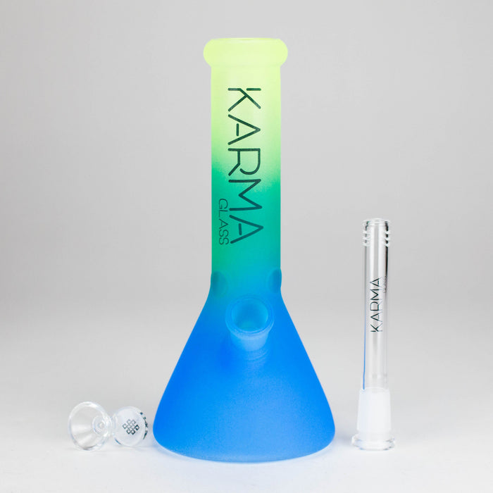 Karma | 9" Beaker 3 Toned Frosted Glass Bong | Jupiter Grass