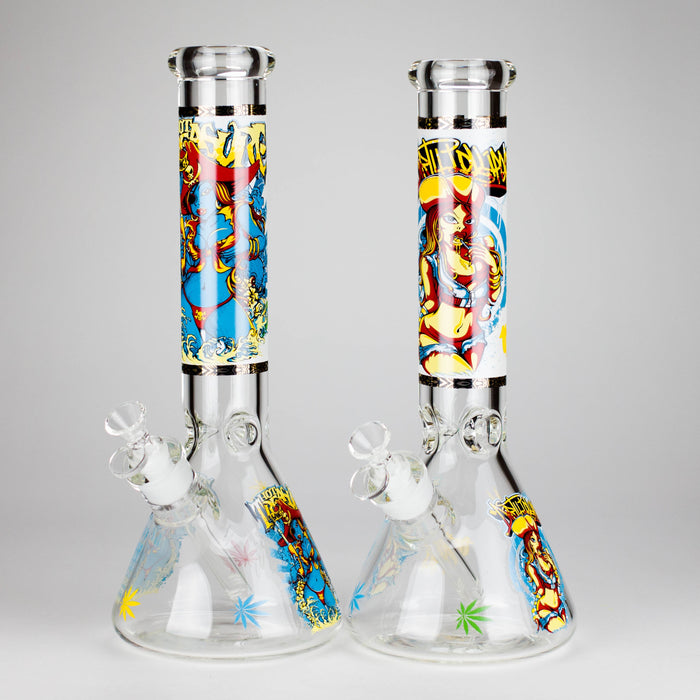 14" 7 mm Glass Bong With Pirate Design | Jupiter Grass