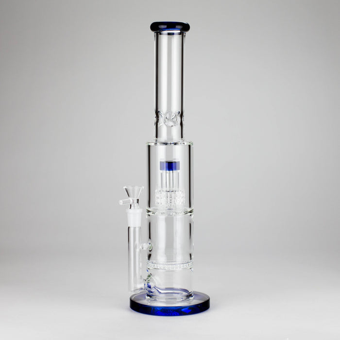 15" Color accented glass water bong with Double Perc | Jupiter Grass