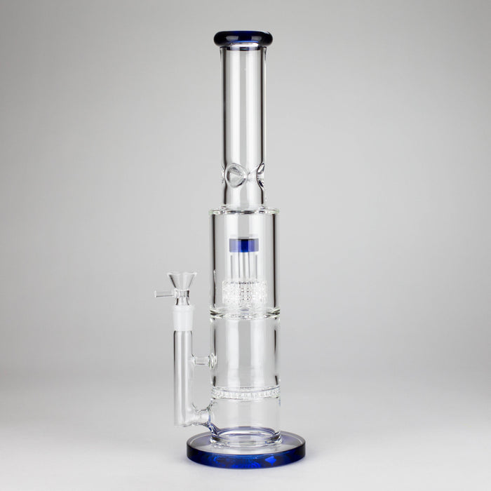 15" Color accented glass water bong with Double Perc | Jupiter Grass