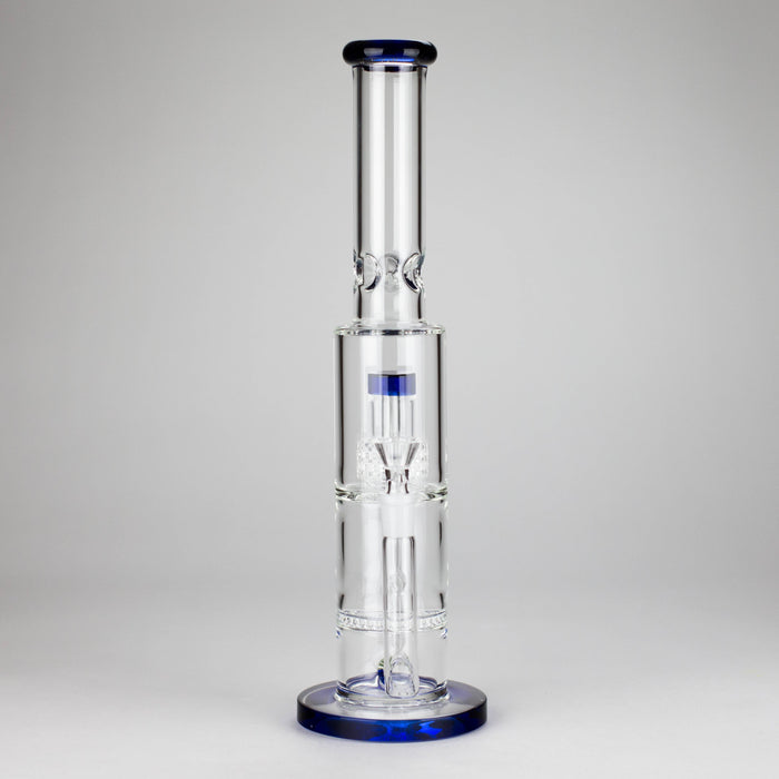 15" Color accented glass water bong with Double Perc | Jupiter Grass