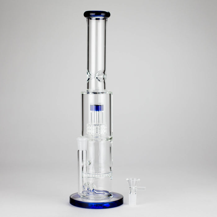 15" Color accented glass water bong with Double Perc | Jupiter Grass