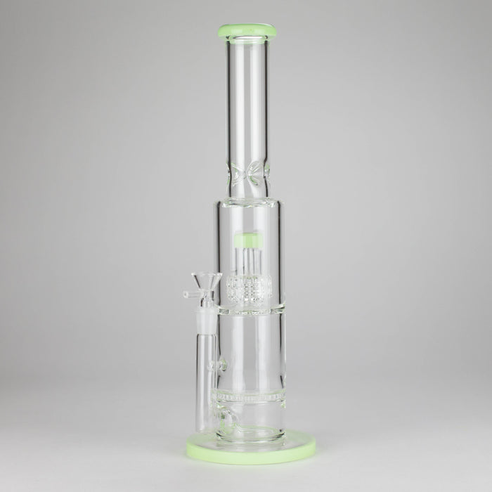 15" Color accented glass water bong with Double Perc | Jupiter Grass