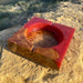 Olive Wood Orange Epoxy Ash Tray – Handcrafted Tunisian Ashtray, Resin & Olive Wood Collector’s Piece | Jupiter Grass