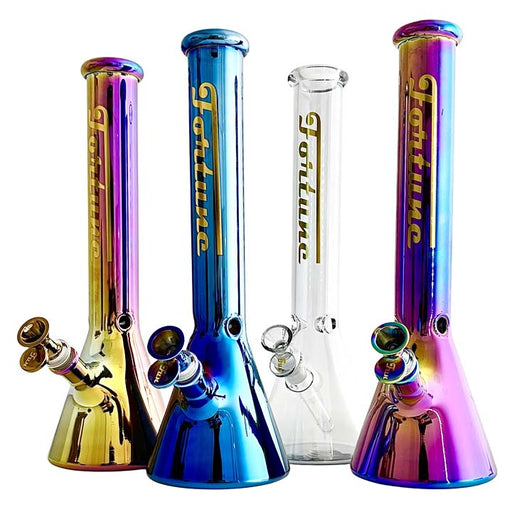 Fortune | 14"  4mm Electroplate Glass Bong- Assorted Colour | Jupiter Grass