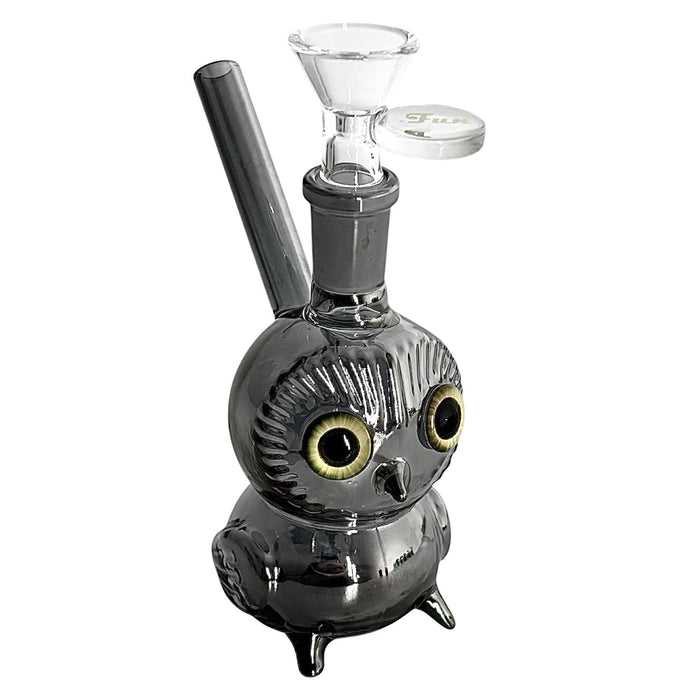 5.5" Owl Design Electroplate Glass Bong – Compact & Stemless | Jupiter Grass