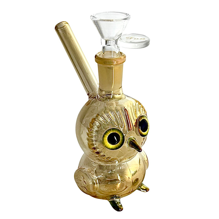 5.5" Owl Design Electroplate Glass Bong – Compact & Stemless | Jupiter Grass