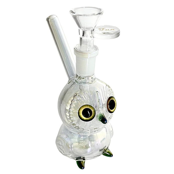 5.5" Owl Design Electroplate Glass Bong – Compact & Stemless | Jupiter Grass