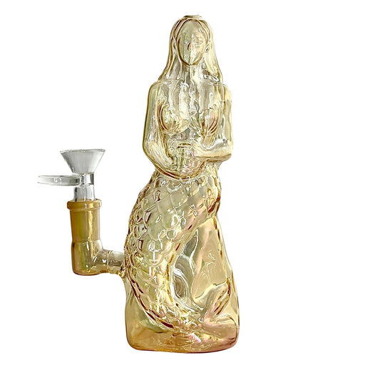 7" Mermaid Design Electroplate Glass Bong – Compact & Stemless | Jupiter Grass