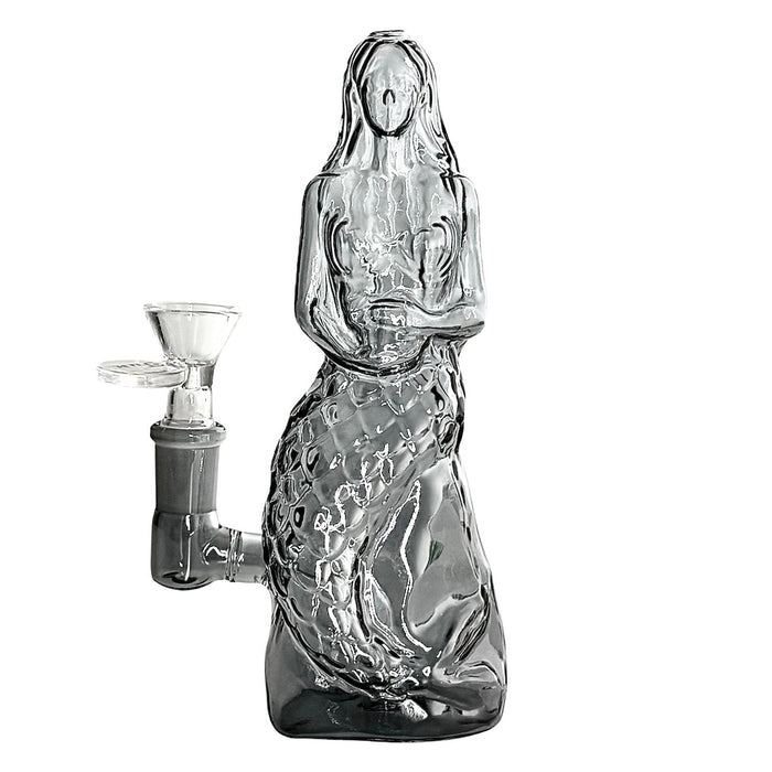 7" Mermaid Design Electroplate Glass Bong – Compact & Stemless | Jupiter Grass