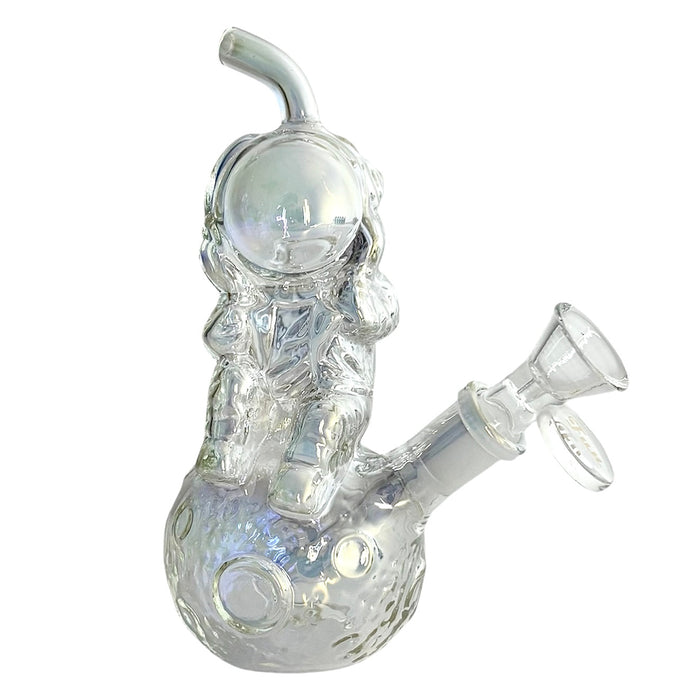 6" Astronaut Design Electroplate Glass Bong – Compact & Stemless | Jupiter Grass