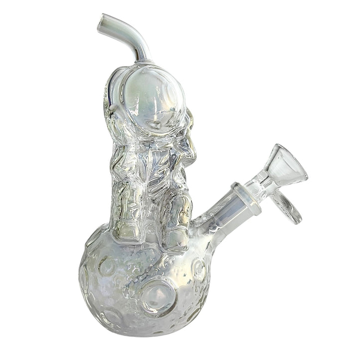 6" Astronaut Design Electroplate Glass Bong – Compact & Stemless | Jupiter Grass