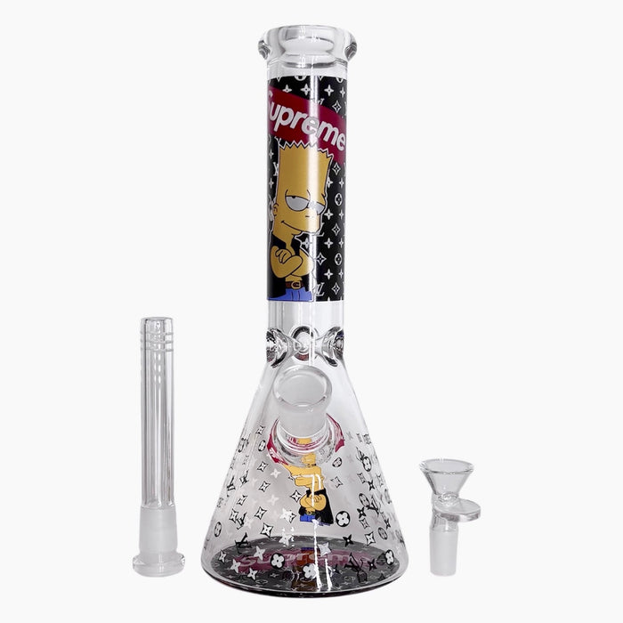 10" Cartoon Glow-in-the-Dark Glass Beaker Bong – 3-Piece Set | Jupiter Grass