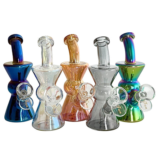 6" Hourglass Electroplate Glass Bong – Compact & Stemless | Jupiter Grass
