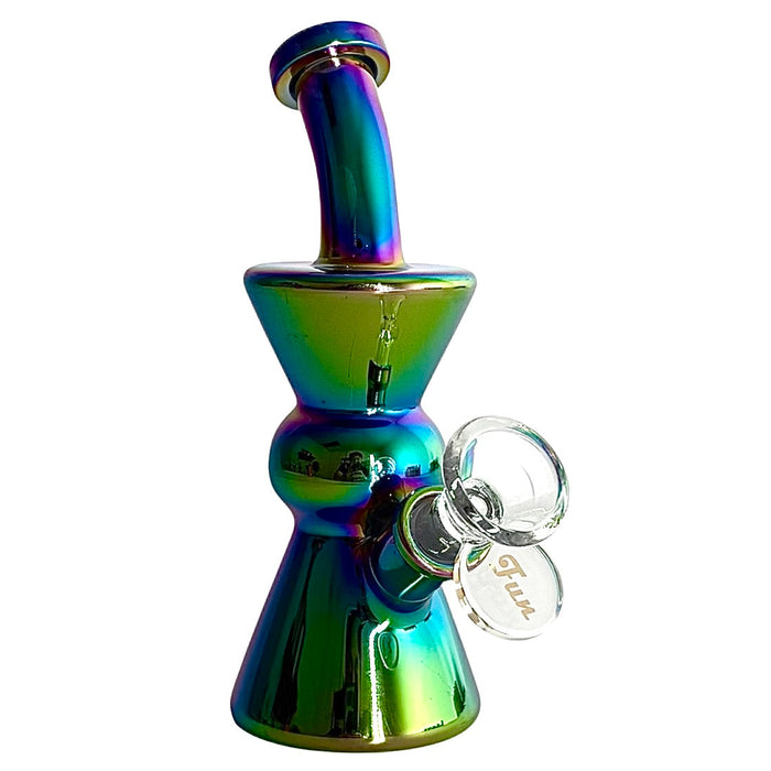 6" Hourglass Electroplate Glass Bong – Compact & Stemless | Jupiter Grass