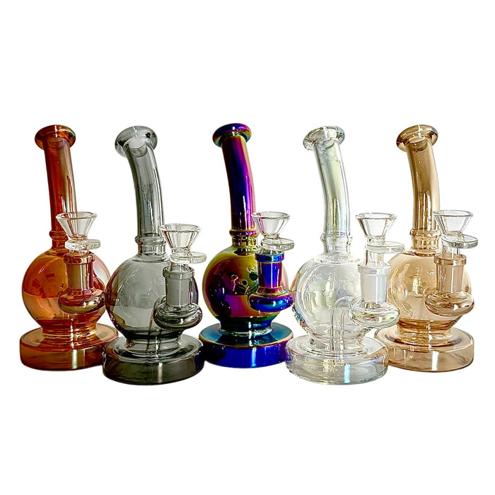 Fortune | 6-3/4" Ball Shape Electroplate Glass Bong Compact & Stemless
