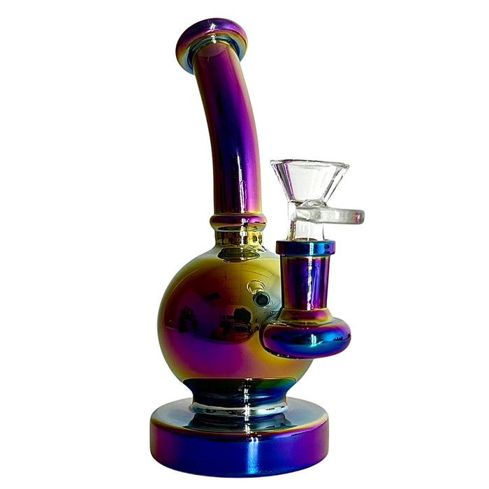 Fortune | 6-3/4" Ball Shape Electroplate Glass Bong Compact & Stemless