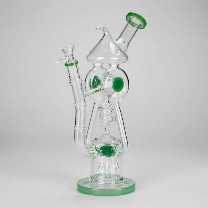 12" Recycler Glass Bong 5MM Thick Borosilicate with Coil Tube Design [C1575]