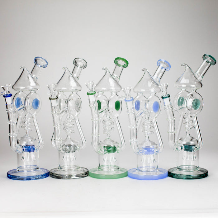 12" Recycler Glass Bong 5MM Thick Borosilicate with Coil Tube Design [C1575]