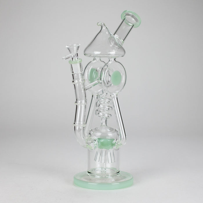 12" Recycler Glass Bong 5MM Thick Borosilicate with Coil Tube Design [C1575]