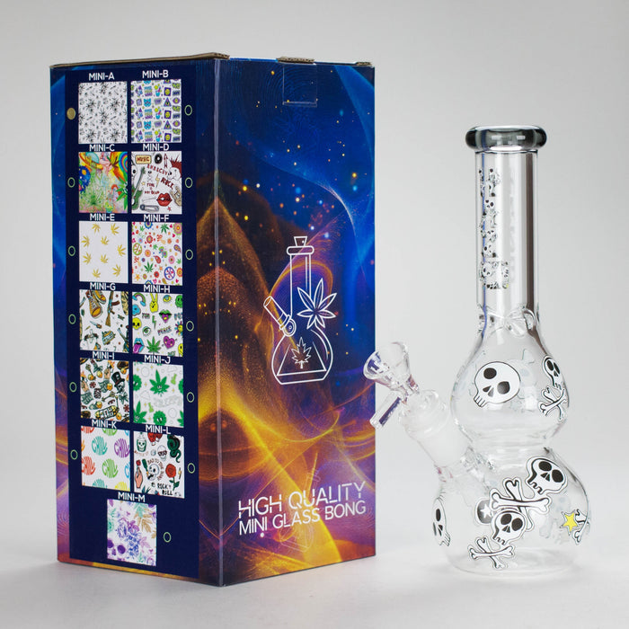 Haze | 9″ Skulls Bubble Glass Bong – Charcoal Black (Mini-P) | Jupiter Grass