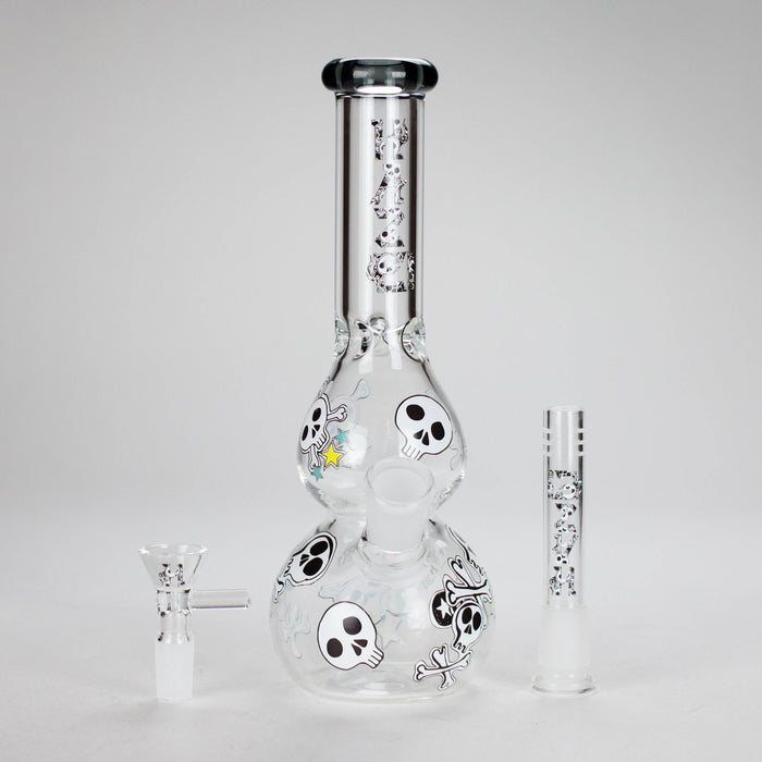 Haze | 9″ Skulls Bubble Glass Bong – Charcoal Black (Mini-P) | Jupiter Grass