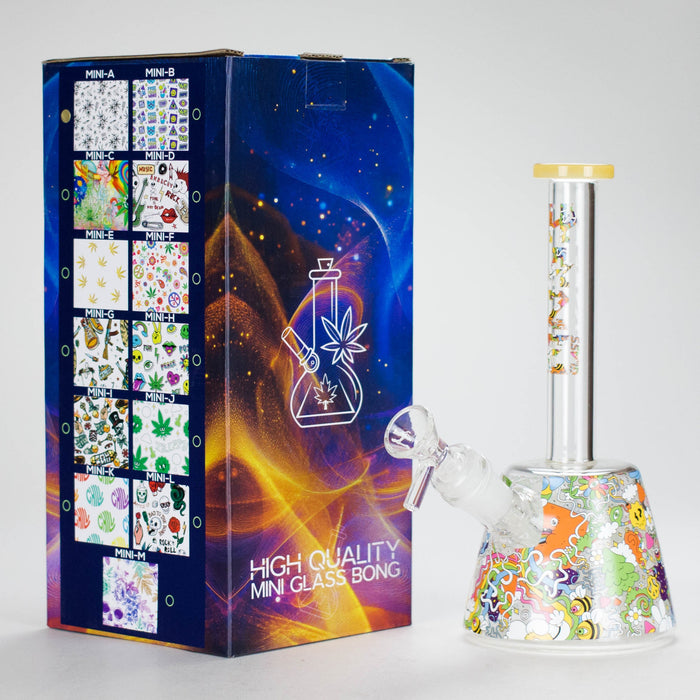 Haze | 9″ Lab Flower Beaker Glass Bong – Jade Yellow (Mini-Q) | Jupiter Grass