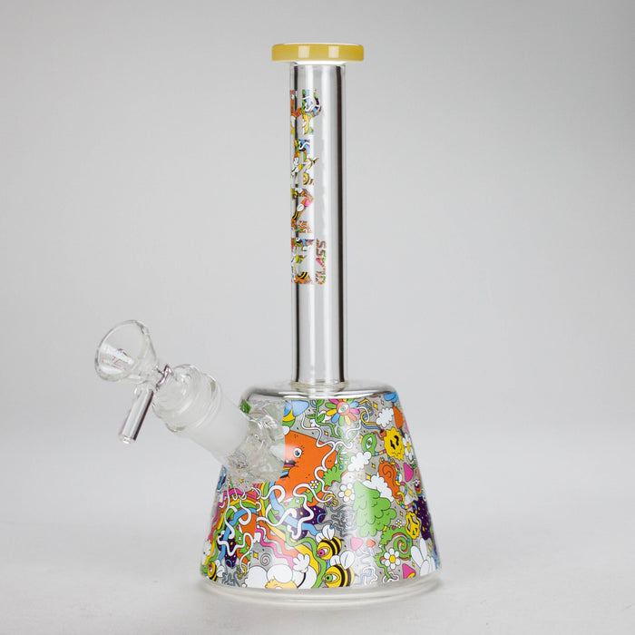 Haze | 9″ Lab Flower Beaker Glass Bong – Jade Yellow (Mini-Q) | Jupiter Grass