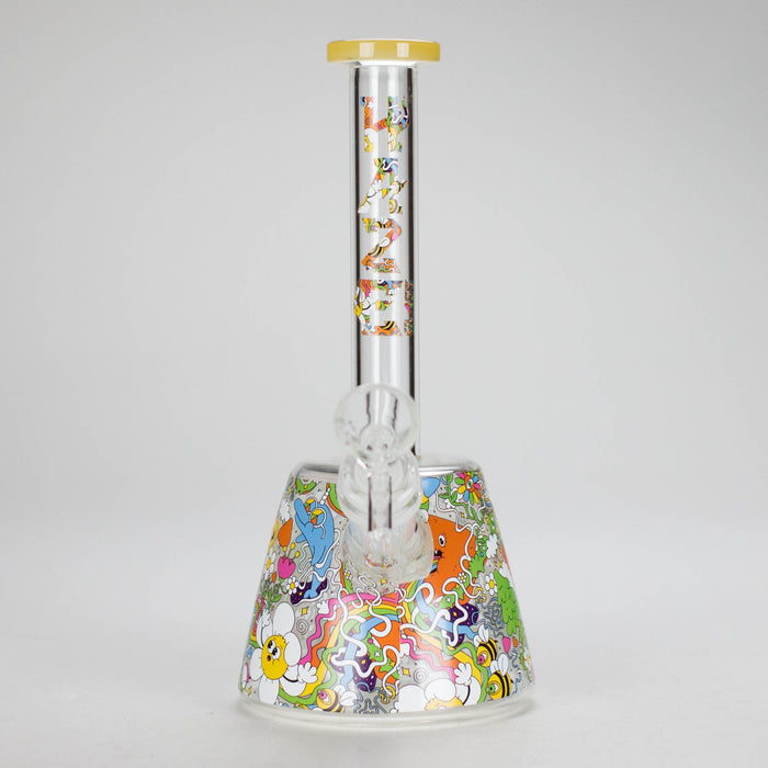 Haze | 9″ Lab Flower Beaker Glass Bong – Jade Yellow (Mini-Q) | Jupiter Grass