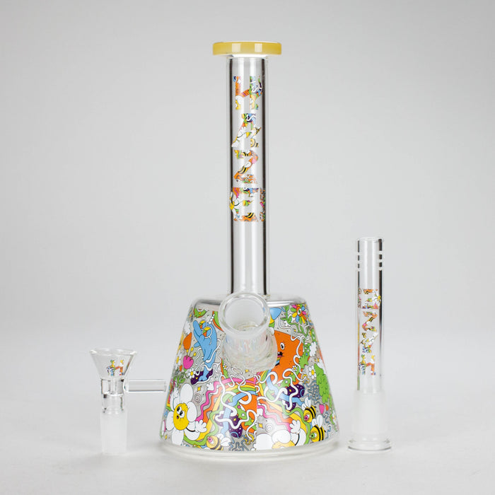 Haze | 9″ Lab Flower Beaker Glass Bong – Jade Yellow (Mini-Q) | Jupiter Grass