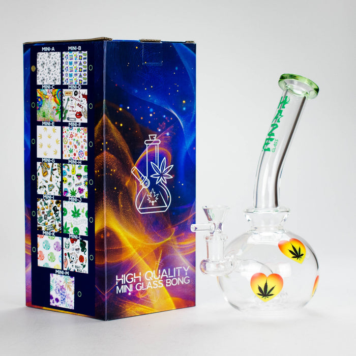 Haze | 9″ Heart Leaf Bubble Base Glass Bong – Teal (Mini-R) | Jupiter Grass