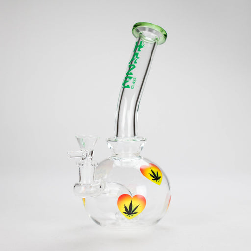 Haze | 9″ Heart Leaf Bubble Base Glass Bong – Teal (Mini-R) | Jupiter Grass