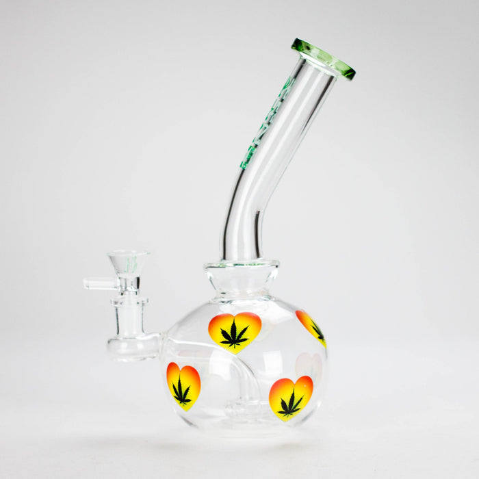 Haze | 9″ Heart Leaf Bubble Base Glass Bong – Teal (Mini-R) | Jupiter Grass