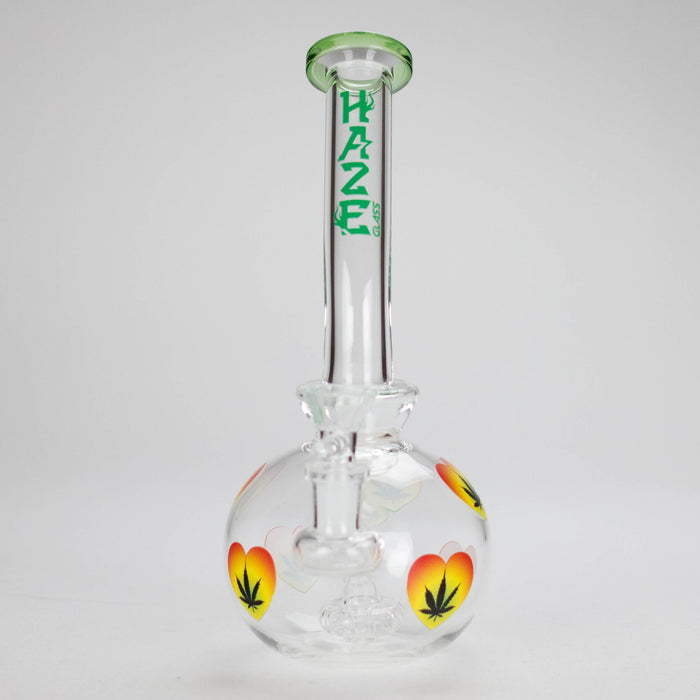 Haze | 9″ Heart Leaf Bubble Base Glass Bong – Teal (Mini-R) | Jupiter Grass