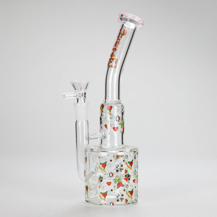 Haze | 10″ Skull & Red Roses Glass Bong – Pink (Mini-S) | Jupiter Grass