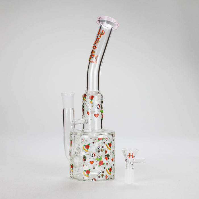 Haze | 10″ Skull & Red Roses Glass Bong – Pink (Mini-S) | Jupiter Grass
