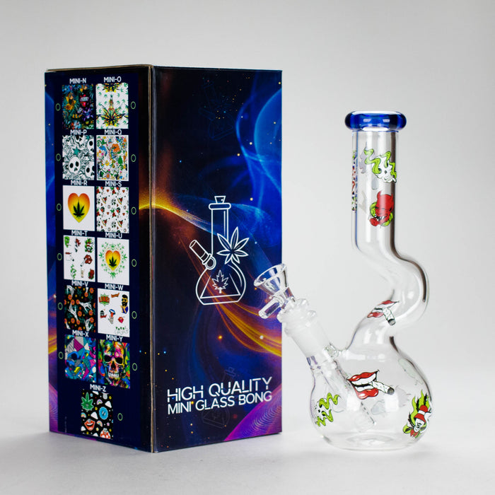 Haze | 9″ Smoking Zig-Zag Glass Bong – Blue (Mini-T) | Jupiter Grass