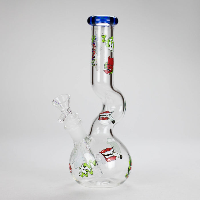 Haze | 9″ Smoking Zig-Zag Glass Bong – Blue (Mini-T) | Jupiter Grass
