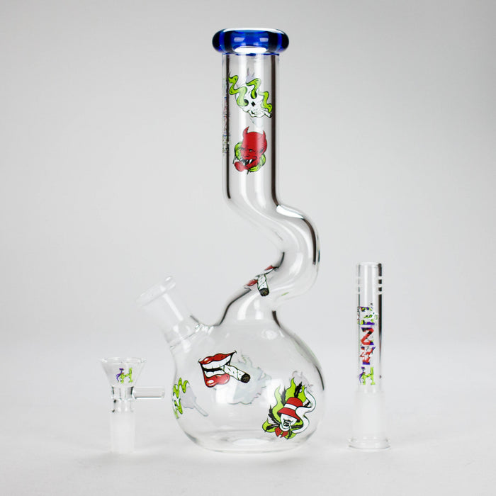 Haze | 9″ Smoking Zig-Zag Glass Bong – Blue (Mini-T) | Jupiter Grass