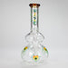 Haze | 9″ Heart Leaf Double Bubble Base Glass Bong with Color Lip – Amber (Mini-U) | Jupiter Grass