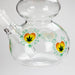 Haze | 9″ Heart Leaf Double Bubble Base Glass Bong with Color Lip – Amber (Mini-U) | Jupiter Grass